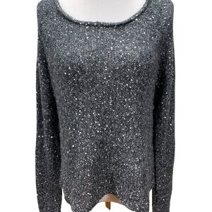 TOWNSEN Beaded Sequin Knit Sweater Beaded Crew Neck Alpaca Blend Size M Pullover